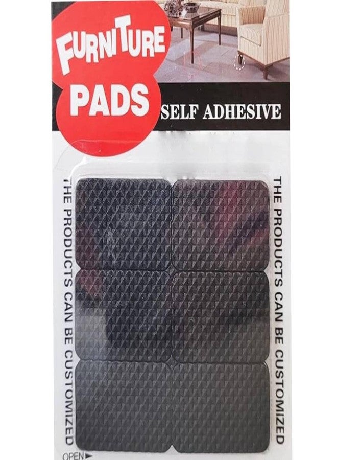 Clickswift®12 Pcs Self-Adhesive Rectangle Shape Rubber Floor Protector, Non-Slip Furniture Pads, Sofa Bed Balance Pad Noise Insulation Pad, 4.2 x 3 x 0.5 Cm (Black Colour) - Image 1
